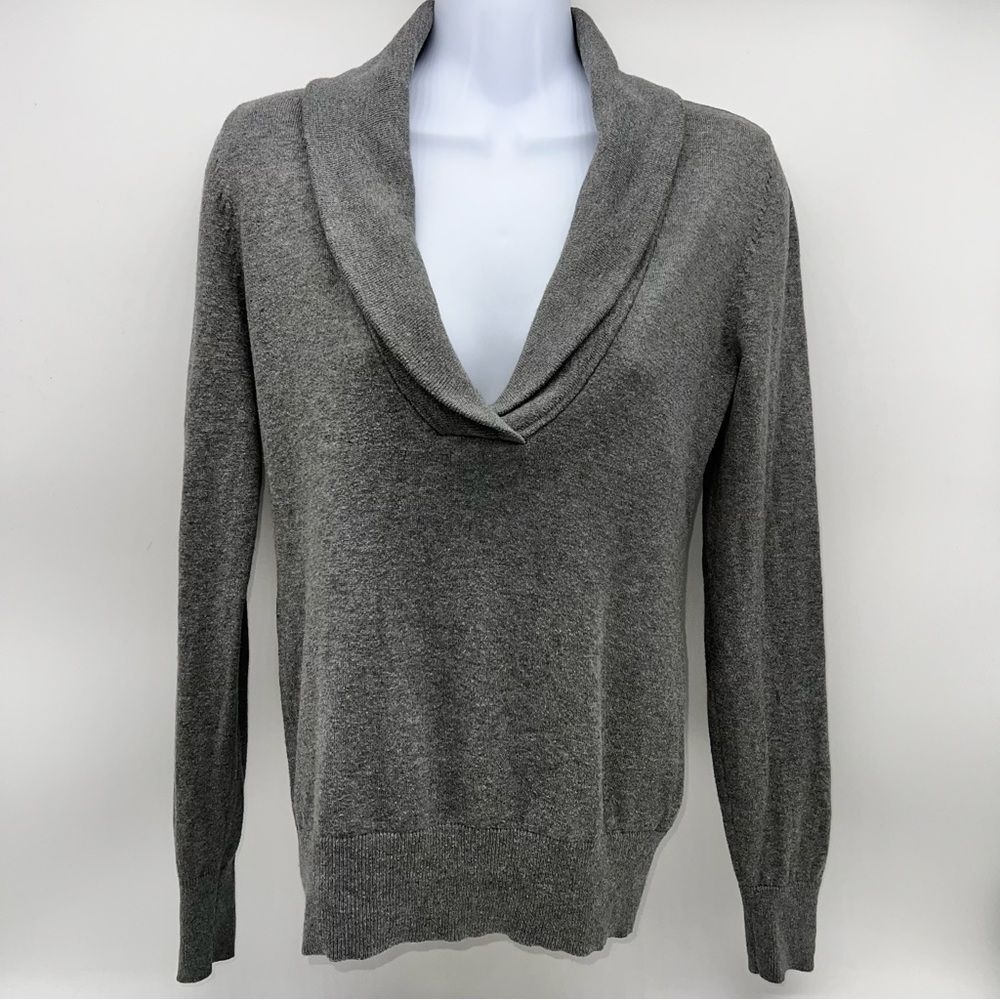 Ann Talyor Loft Women's Pullover V-Neck Sweater w/Long Sleeves Gray-Size XL
